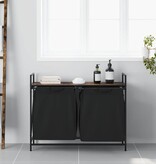 VidaXL Wasmand 2 vakken met plank gerookt eikenkleurig