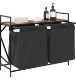 VidaXL Wasmand 2 vakken met plank gerookt eikenkleurig