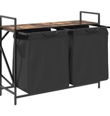 VidaXL Wasmand 2 vakken met plank gerookt eikenkleurig