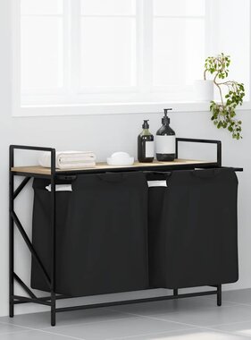 VidaXL Wasmand 2 vakken met plank sonoma eikenkleurig