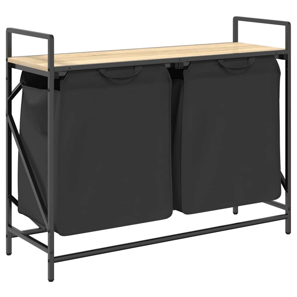 VidaXL Wasmand 2 vakken met plank sonoma eikenkleurig