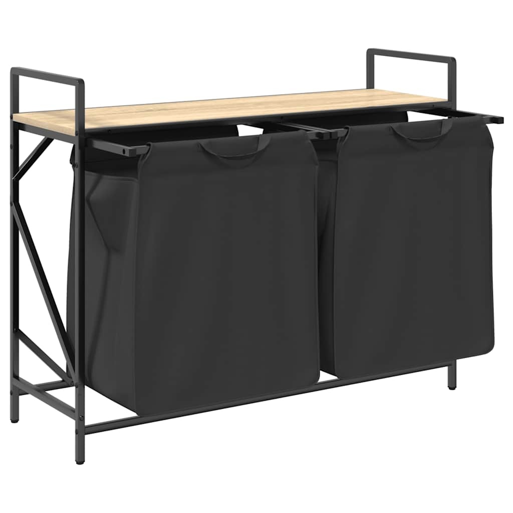 VidaXL Wasmand 2 vakken met plank sonoma eikenkleurig