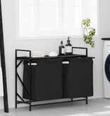 VidaXL Wasmand 2 vakken met plank zwart eikenkleurig