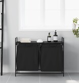 VidaXL Wasmand 2 vakken met plank zwart eikenkleurig