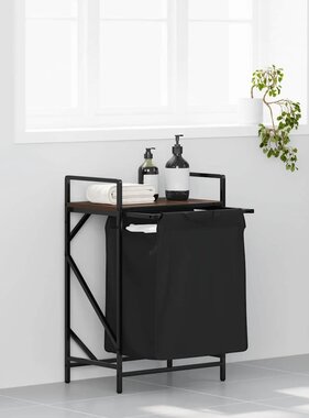 VidaXL Wasmand 1 vak met plank bruin eikenkleurig