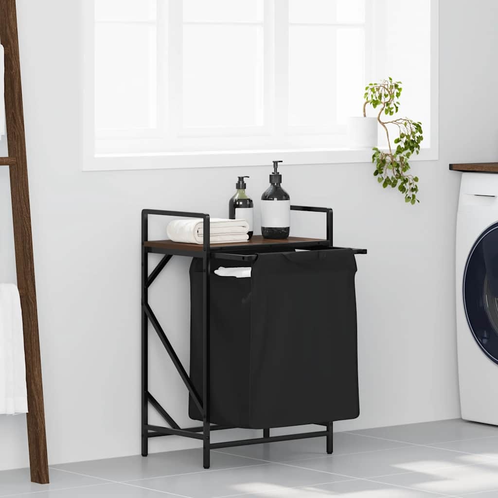 VidaXL Wasmand 1 vak met plank bruin eikenkleurig