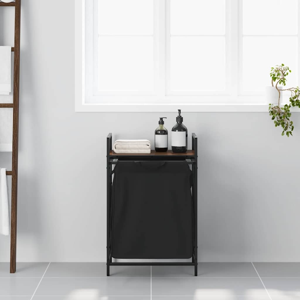 VidaXL Wasmand 1 vak met plank bruin eikenkleurig