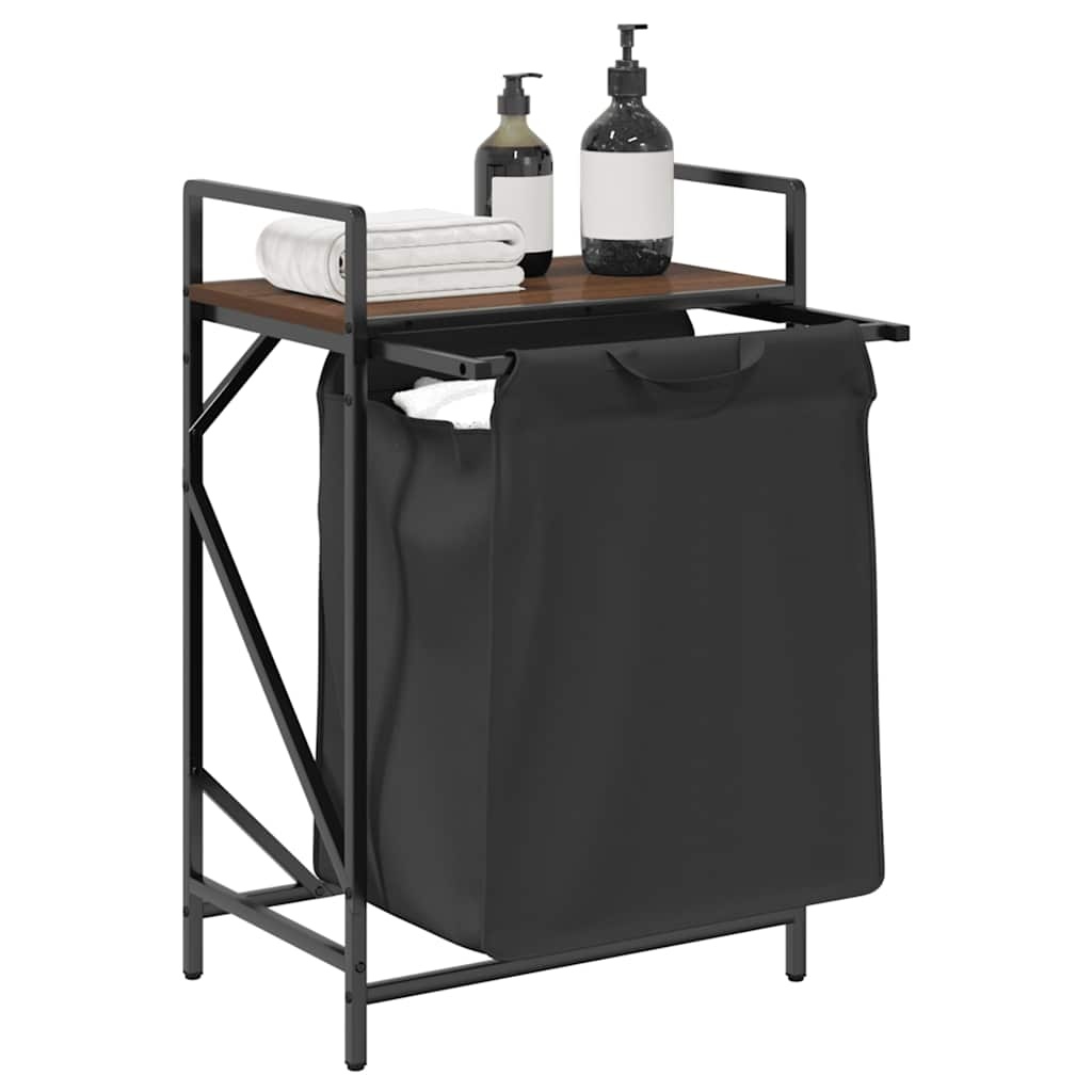 VidaXL Wasmand 1 vak met plank bruin eikenkleurig