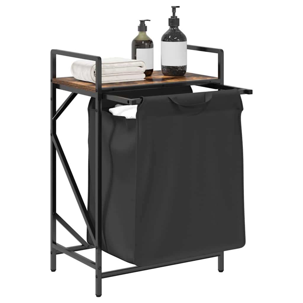 VidaXL Wasmand 1 vak met plank gerookt eikenkleurig