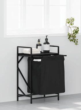 VidaXL Wasmand 1 vak met plank zwart eikenkleurig