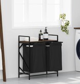 VidaXL Wasmand 2 vakken met plank bruin eikenkleurig