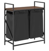 VidaXL Wasmand 2 vakken met plank bruin eikenkleurig