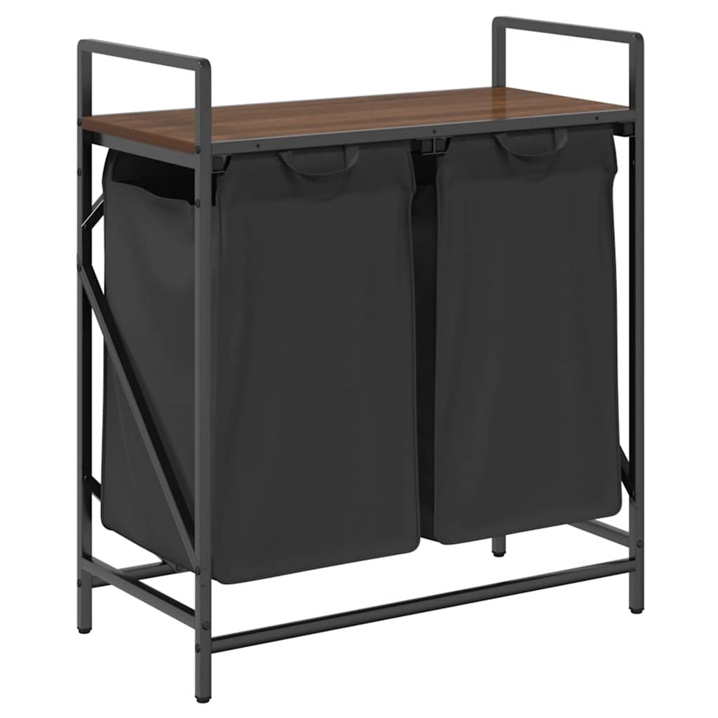 VidaXL Wasmand 2 vakken met plank bruin eikenkleurig