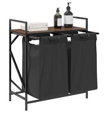 VidaXL Wasmand 2 vakken met plank bruin eikenkleurig