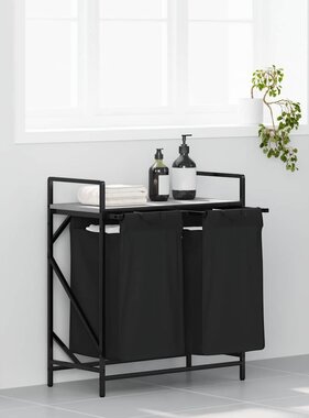 VidaXL Wasmand 2 vakken met plank grijs sonoma eiken