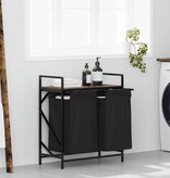 VidaXL Wasmand 2 vakken met plank gerookt eikenkleurig