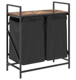 VidaXL Wasmand 2 vakken met plank gerookt eikenkleurig