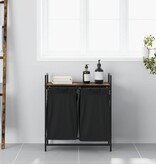 VidaXL Wasmand 2 vakken met plank gerookt eikenkleurig