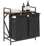 VidaXL Wasmand 2 vakken met plank gerookt eikenkleurig