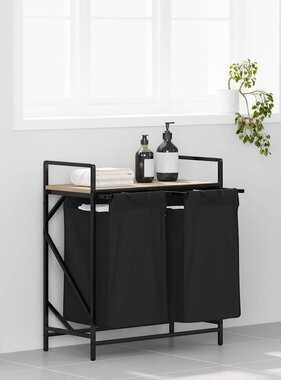 VidaXL Wasmand 2 vakken met plank sonoma eikenkleurig