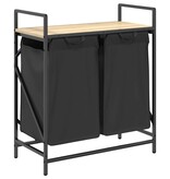 VidaXL Wasmand 2 vakken met plank sonoma eikenkleurig