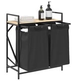 VidaXL Wasmand 2 vakken met plank sonoma eikenkleurig