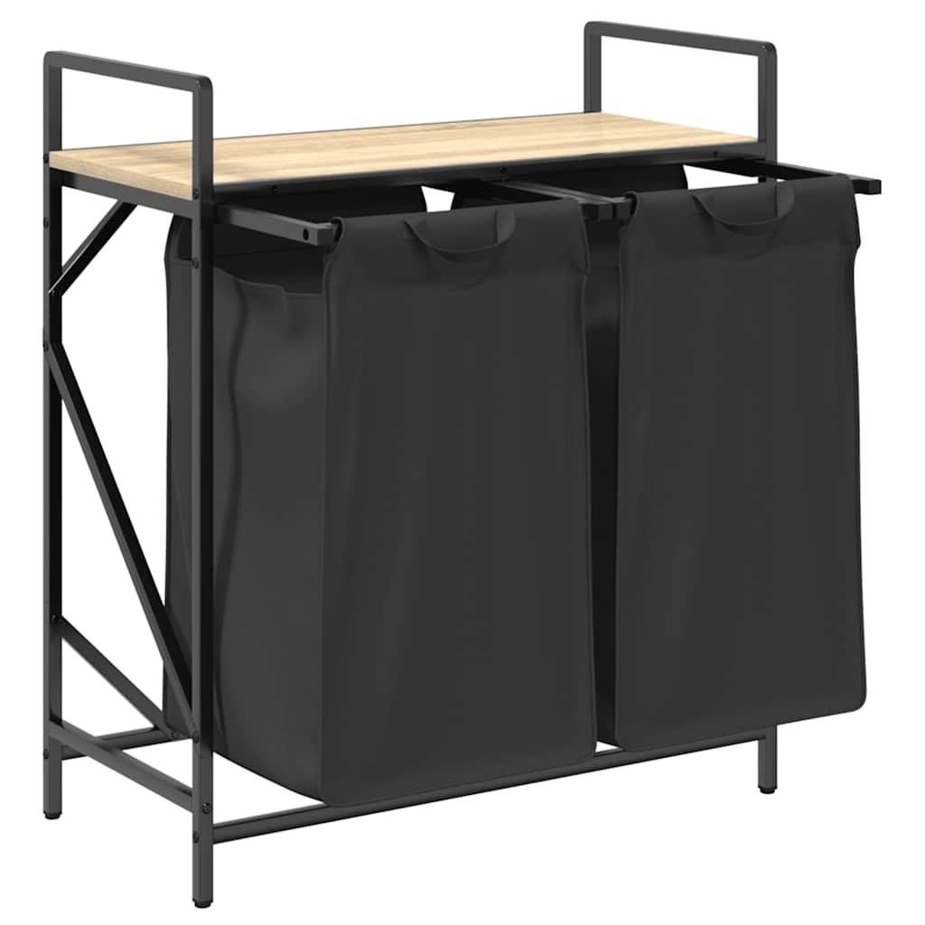 VidaXL Wasmand 2 vakken met plank sonoma eikenkleurig