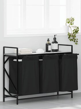 VidaXL Wasmand 3 vakken met plank grijs sonoma eiken