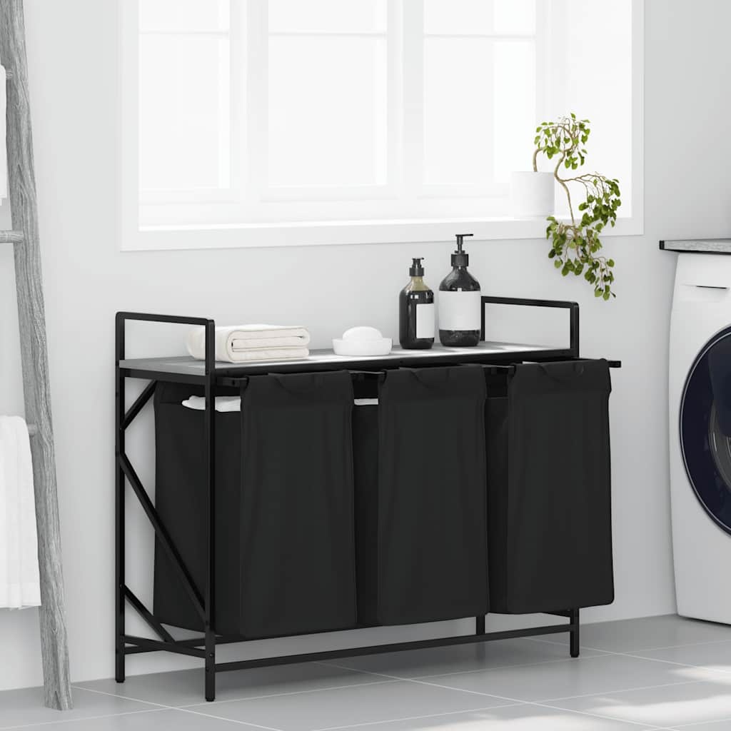 VidaXL Wasmand 3 vakken met plank grijs sonoma eiken