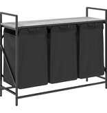 VidaXL Wasmand 3 vakken met plank grijs sonoma eiken