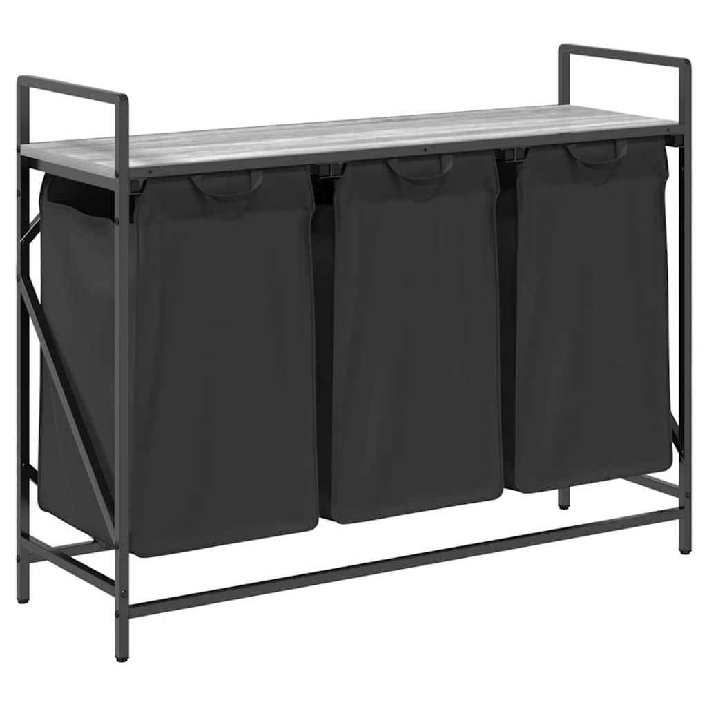 VidaXL Wasmand 3 vakken met plank grijs sonoma eiken