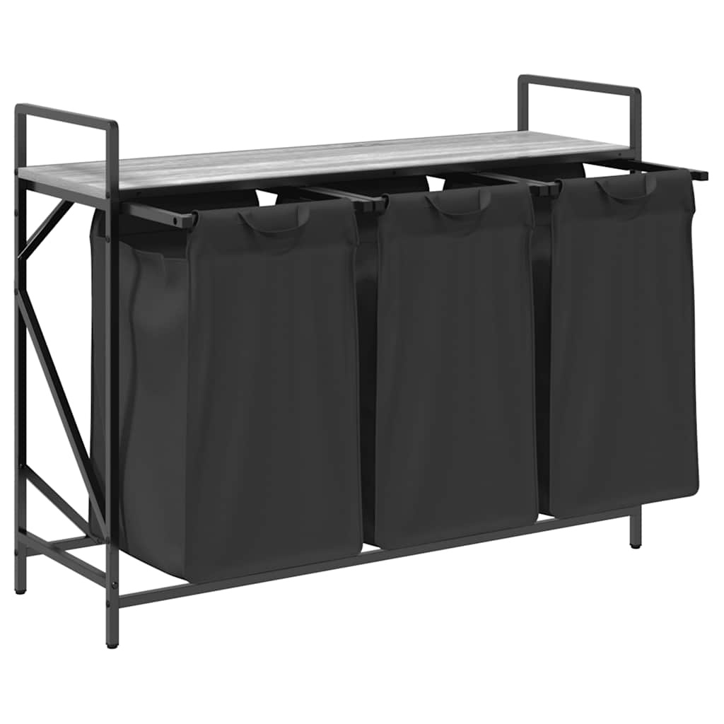 VidaXL Wasmand 3 vakken met plank grijs sonoma eiken