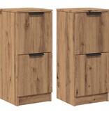 VidaXL Dressoirs 2 st 30x30x70 cm bewerkt hout artisanaal eikenkleur