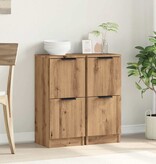 VidaXL Dressoirs 2 st 30x30x70 cm bewerkt hout artisanaal eikenkleur