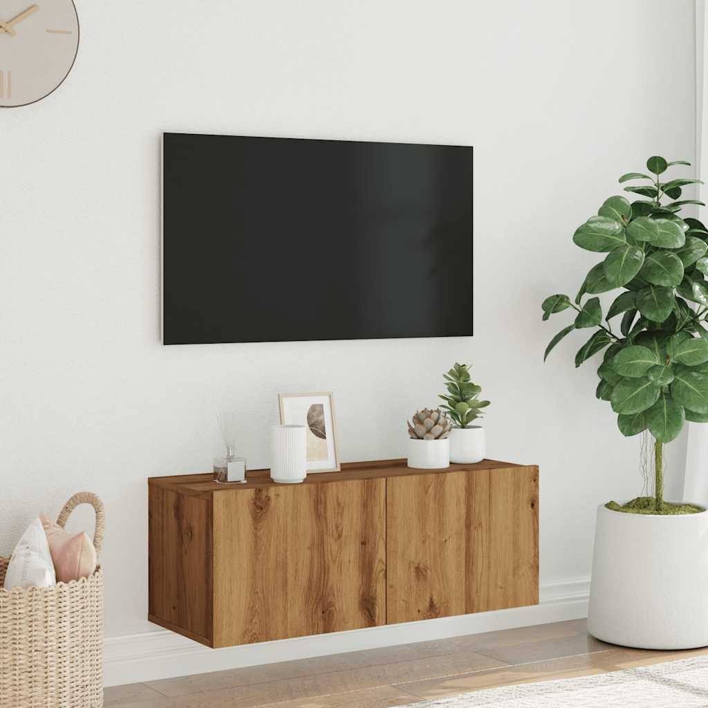 VidaXL Tv-wandmeubel 80x30x30 cm bewerkt hout artisanaal eikenkleurig