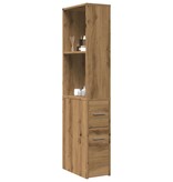 VidaXL Badkamerkast smal met wielen bewerkt hout artisanaal eikenkleur