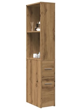 VidaXL Badkamerkast smal met wielen bewerkt hout artisanaal eikenkleur