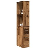 VidaXL Badkamerkast smal met wielen bewerkt hout oud houtkleurig