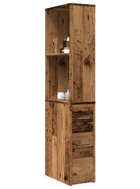 VidaXL Badkamerkast smal met wielen bewerkt hout oud houtkleurig