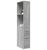 VidaXL Badkamerkast smal met wielen bewerkt hout grijs sonoma eiken