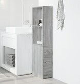 VidaXL Badkamerkast smal met wielen bewerkt hout grijs sonoma eiken