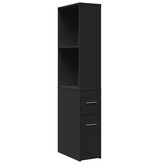 VidaXL Badkamerkast smal met wielen bewerkt hout zwart