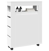 VidaXL Badkamerkast smal met wielen bewerkt hout wit
