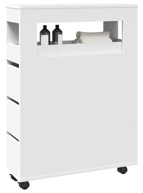 VidaXL Badkamerkast smal met wielen bewerkt hout wit