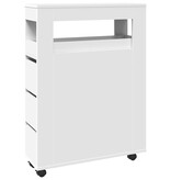 VidaXL Badkamerkast smal met wielen bewerkt hout wit