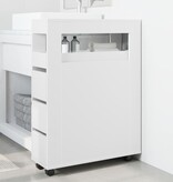 VidaXL Badkamerkast smal met wielen bewerkt hout wit