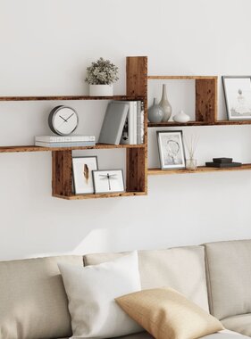 VidaXL Wandschap 167,5x18x68 cm bewerkt hout oud houtkleurig