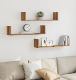 VidaXL Wandschappen 3 st 80x18x18 cm bewerkt hout artisanaal eiken