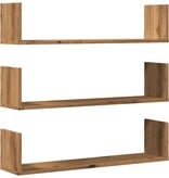 VidaXL Wandschappen 3 st 80x18x18 cm bewerkt hout artisanaal eiken