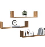 VidaXL Wandschappen 3 st 80x18x18 cm bewerkt hout artisanaal eiken